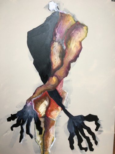 Peinture intitulée "homme mains dans le…" par Sophie Pavot, Œuvre d'art originale, Huile