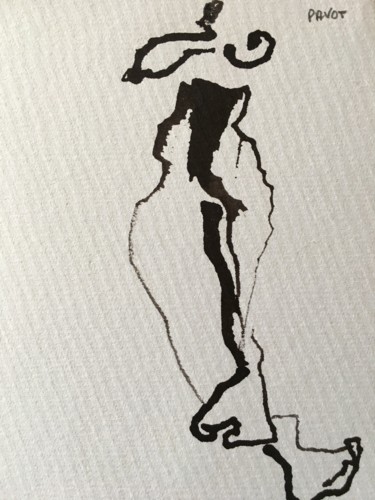 Dessin intitulée "femme pieds devant" par Sophie Pavot, Œuvre d'art originale, Encre