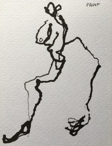 Drawing titled "femme qui danse" by Sophie Pavot, Original Artwork, Ink
