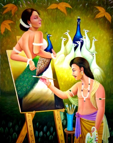 Malerei mit dem Titel "Creation" von Pawan Kumar Tank, Original-Kunstwerk, Öl