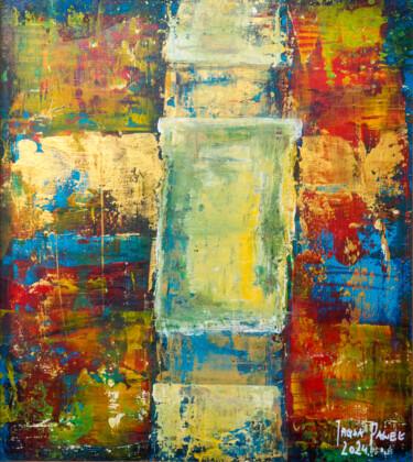 Painting titled ""Gold Abstracion"" by Paweł Jagła, Original Artwork, Acrylic Mounted on Wood Stretcher frame