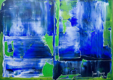 Pintura intitulada ""BLUE ABSTRACTION"" por Paweł Jagła, Obras de arte originais, Acrílico