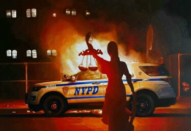 Painting titled "Justice" by Paweł Łękawa, Original Artwork, Oil