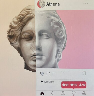 Schilderij getiteld "Social filter" door Paweł Łękawa, Origineel Kunstwerk, Olie