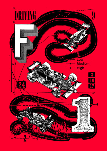 Digital Arts titled "F1 Championships IV" by Paweł Pacholec, Original Artwork, Digital Collage