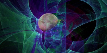 Arts numériques intitulée "lointaine lune" par Le Sage Coyote, Œuvre d'art originale, Travail numérique 2D