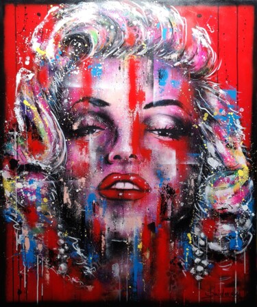 Schilderij getiteld "Marilyn Monroe" door Paweł Świderski, Origineel Kunstwerk, Acryl Gemonteerd op Frame voor houten branca…