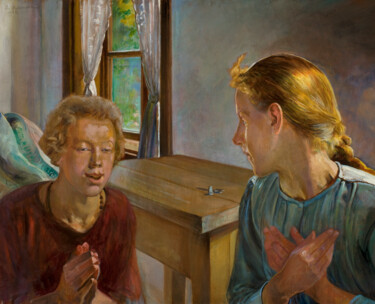 Painting titled "Zwiastowanie" by Paweł Waligórski, Original Artwork, Oil