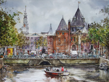 Painting titled "Amsterdam" by Pawel Gladkow, Original Artwork, Watercolor