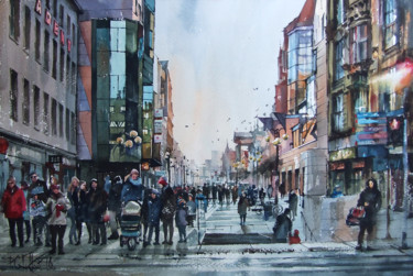 Painting titled "Wroclaw, Swidnicka…" by Pawel Gladkow, Original Artwork, Watercolor