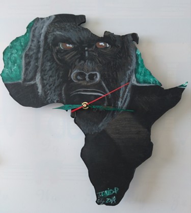 Peinture intitulée "Horloge afrique" par Paxton Tubind, Œuvre d'art originale, Acrylique