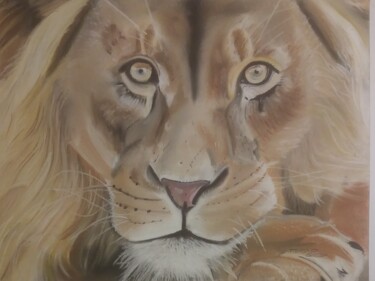 Dessin intitulée "Le roi lion" par Paxton Tubind, Œuvre d'art originale, Pastel Monté sur Châssis en bois