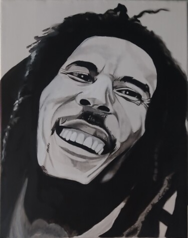 Peinture intitulée "Bob Marley" par Paxton Tubind, Œuvre d'art originale, Acrylique Monté sur Châssis en bois