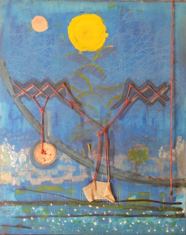 Картина под названием "Big City Nights" - Rodrigo Payró, Подлинное произведение искусства, Акрил Установлен на Деревянная ра…