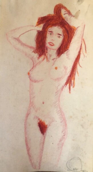 Dessin intitulée "Desnudo rojo I (Red…" par Rodrigo Payró, Œuvre d'art originale, Crayon