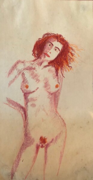 Desenho intitulada "Desnudo Rojo III (R…" por Rodrigo Payró, Obras de arte originais, Conté