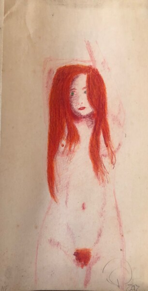 "Desnudo Rojo IV (Re…" başlıklı Resim Rodrigo Payró tarafından, Orijinal sanat, Mum boya