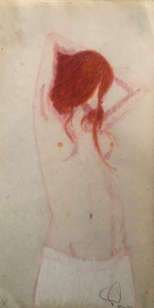 Desenho intitulada "Desnudo Rojo V (Red…" por Rodrigo Payró, Obras de arte originais, Conté