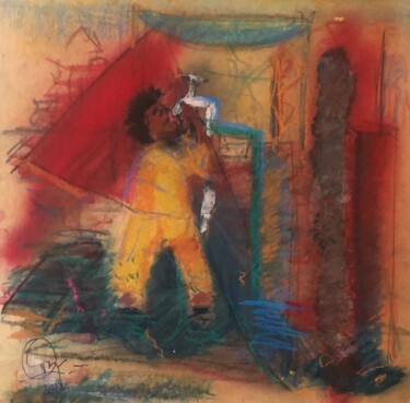 Pintura titulada "El niño de Sn. Migu…" por Rodrigo Payró, Obra de arte original, Pastel Montado en Cartulina