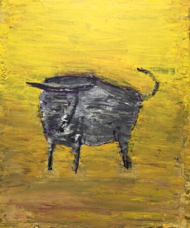 Pintura titulada "Toro en la arena I…" por Rodrigo Payró, Obra de arte original, Oleo Montado en Bastidor de camilla de made…