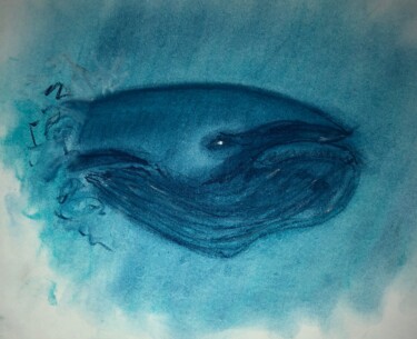绘画 标题为“Ballena azul (Blue…” 由Rodrigo Payró, 原创艺术品, 粉彩