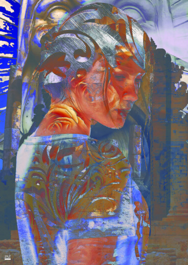 Digitale Kunst getiteld "Blue" door Paz, Origineel Kunstwerk, Digitale collage