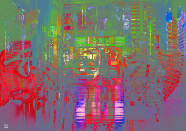 Digitale Kunst mit dem Titel "Japan Street" von Paz, Original-Kunstwerk, Digitale Collage