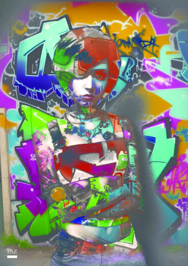 Digitale Kunst mit dem Titel "Elle" von Paz, Original-Kunstwerk, Digitale Collage