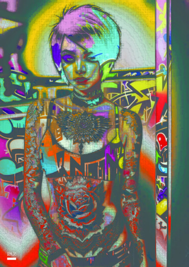 Arte digital titulada "Flower" por Paz, Obra de arte original, Collages digitales