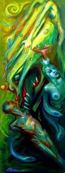 Painting titled "Fertility Monster" by Paz Winshtein, Original Artwork, Oil