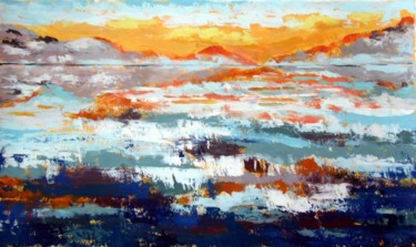 Pittura intitolato "tramonto sui ghiacc…" da Paola Benni, Opera d'arte originale, Olio