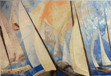 Pittura intitolato "vele al vento - sai…" da Paola Benni, Opera d'arte originale, Olio