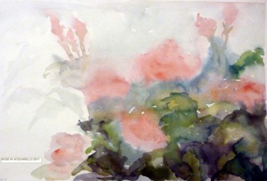 Pittura intitolato "rose in acquarello…" da Paola Benni, Opera d'arte originale, Acquarello