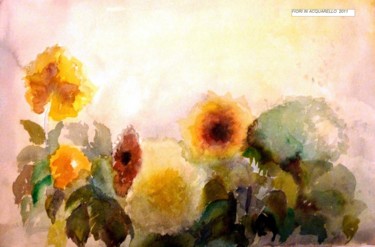 Pittura intitolato "fiori in acquarello…" da Paola Benni, Opera d'arte originale, Acquarello