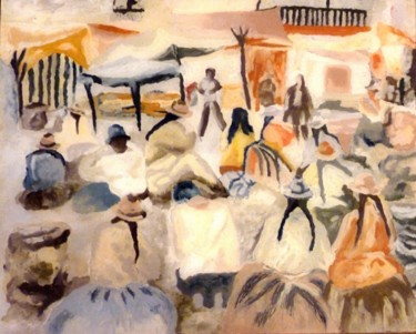 Malerei mit dem Titel "mercato peruviano -…" von Paola Benni, Original-Kunstwerk, Öl