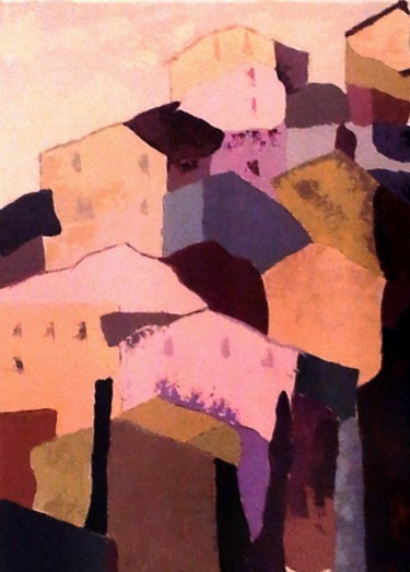 Pittura intitolato "composizione di pae…" da Paola Benni, Opera d'arte originale, Olio