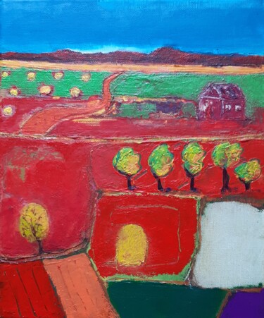 Painting titled "Rouge campagne" by Pboiko, Original Artwork, Acrylic