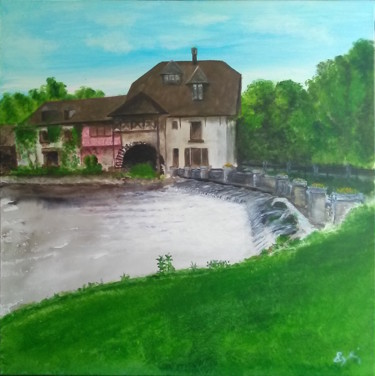 Painting titled "Le Moulin de Fourge…" by Pascal Boulommier, Original Artwork, Acrylic