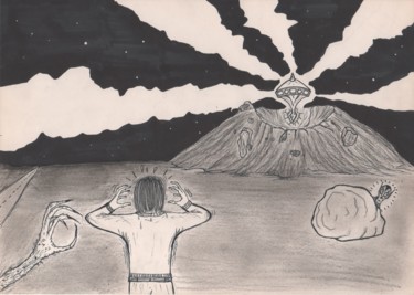 Drawing titled "Terreur extraterres…" by Pascal Boulommier, Original Artwork, Pencil