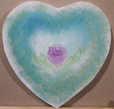 Peinture intitulée "Rose heart" par Pascal Boulommier, Œuvre d'art originale, Acrylique