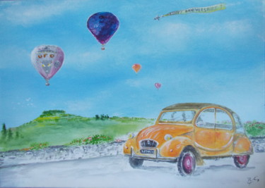 Peinture intitulée "Ma 2CV baptême pour…" par Pascal Boulommier, Œuvre d'art originale, Acrylique