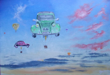 Peinture intitulée "Montgolfières 2CV" par Pascal Boulommier, Œuvre d'art originale, Acrylique