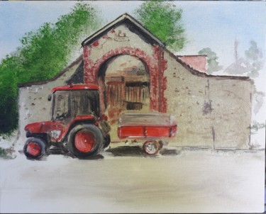 Peinture intitulée "Tracteur ancien à C…" par Pascal Boulommier, Œuvre d'art originale, Acrylique