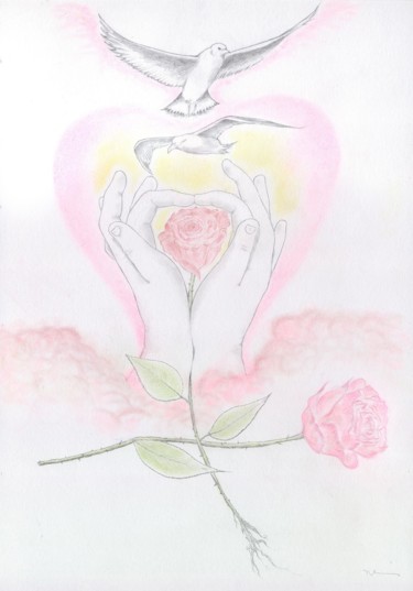Dessin intitulée "09-les roses du par…" par Pascal Boulommier, Œuvre d'art originale, Crayon