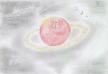 Dessin intitulée "08-pomme saturnienne" par Pascal Boulommier, Œuvre d'art originale, Crayon