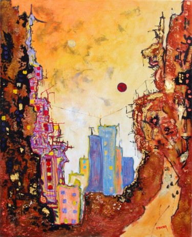 Peinture intitulée "Despair's City" par Patrice Bucher, Œuvre d'art originale, Huile