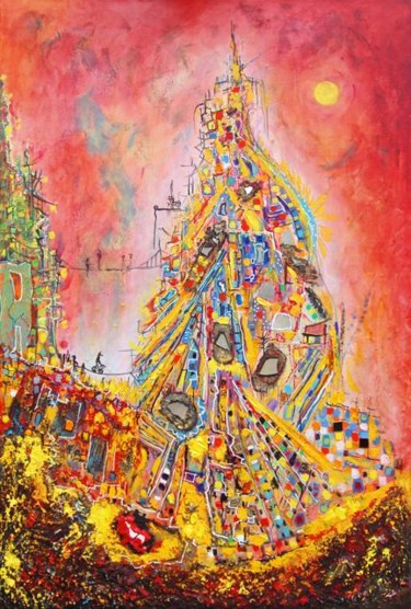 Peinture intitulée "La cité des anges d…" par Patrice Bucher, Œuvre d'art originale, Huile