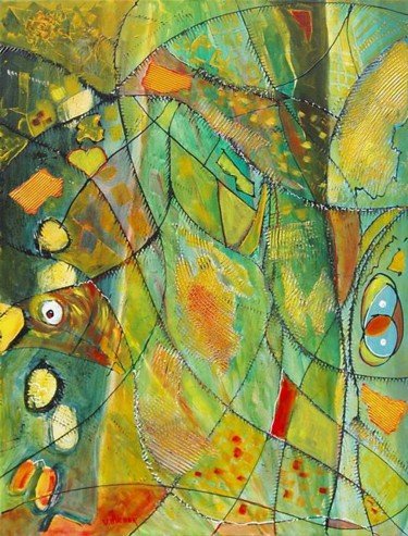Peinture intitulée "Verts et autres bes…" par Patrice Bucher, Œuvre d'art originale
