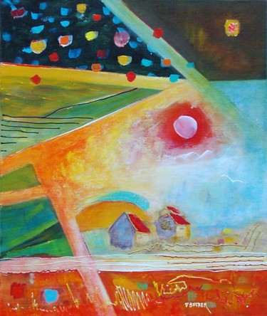 Peinture intitulée "Le village" par Patrice Bucher, Œuvre d'art originale