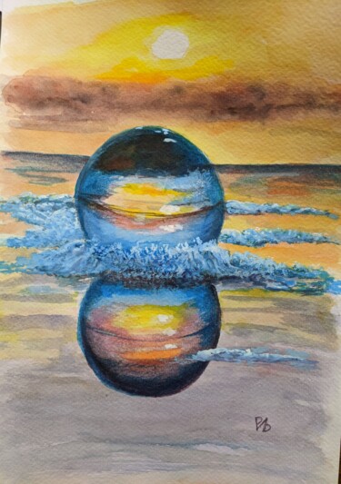 Peinture intitulée "Bou!e de verre au b…" par Pbw, Œuvre d'art originale, Aquarelle